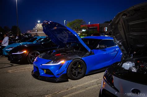 Blue Mk5 Toyota Supra With Hood Open