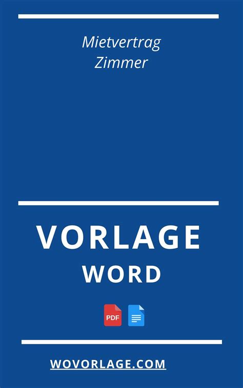 Mietvertrag Zimmer Vorlage Word Pdf Muster