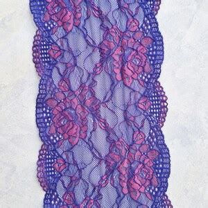 Purple Pink Stretch Lace Trim Lingerie Sewing Floral Elastic Lace Width 16cm 6 3 Nr 2865