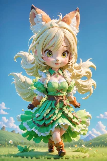 Premium Ai Image Beautiful Fox Girl With Long Blonde Hair