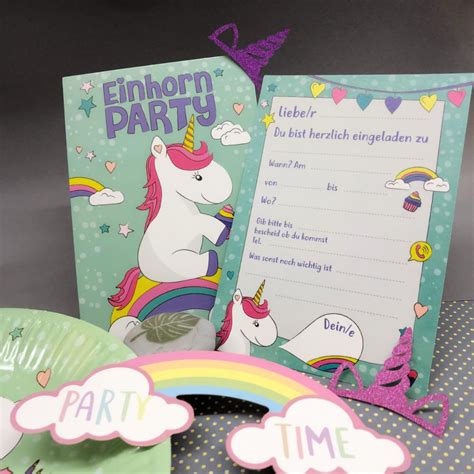 Einladungskarten Kindergeburtstag Einhorn Party Einladungen