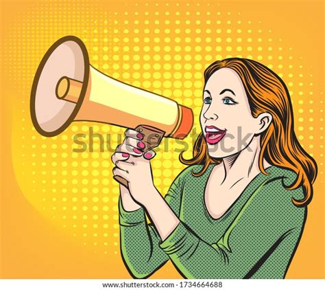 Woman Speaking Megaphone Pop Art Retro Stock Vector Royalty Free