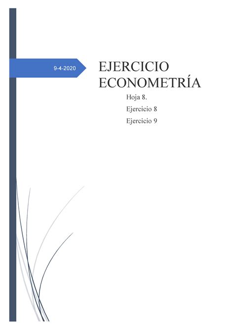 Hoja Ejercicios De Econometr A Problemas N Mero Y Econometr A