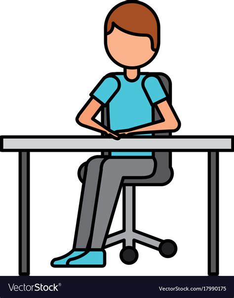 Cartoon man sitting on chair with table Royalty Free Vector