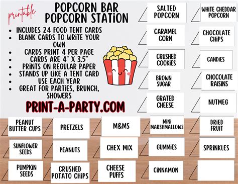 POPCORN BAR Popcorn Station White Popcorn Bar Sign Food Station for Party Party Food Bar Movie ...