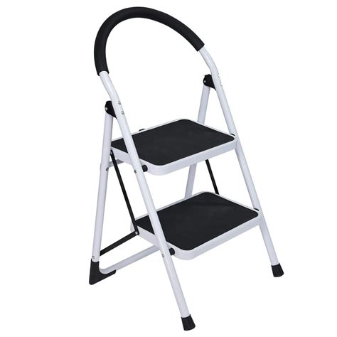 2 Step Ladder Folding Step Stool Steel Ladder With Handle Anti Slip