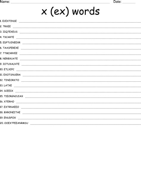 X Ex Words Word Scramble Wordmint