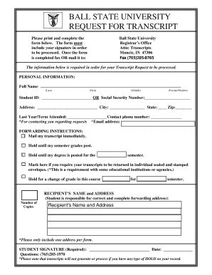 Ball State Transcripts Fill Out And Sign Printable PDF Template SignNow