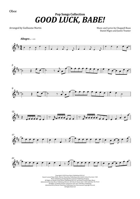 Good Luck Babe Arr Guillaume Martin By Chappell Roan Sheet Music For Oboe Solo At Sheet