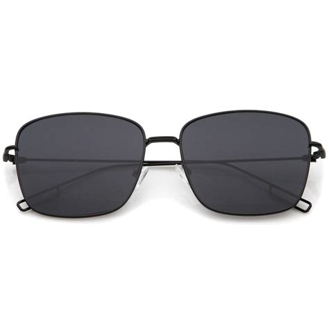 Classic Square Wire Metal Flat Lens Sunglasses Zerouv