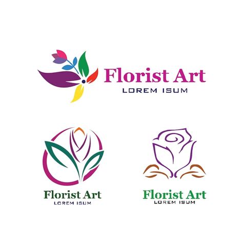 Une Collection De Très Beaux Logos De Fleuristes En Ligne Vecteur Premium