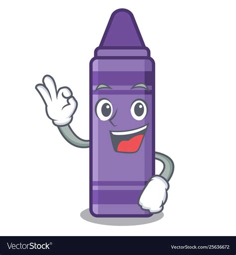 Okay purple crayon in cartoon shape Royalty Free Vector