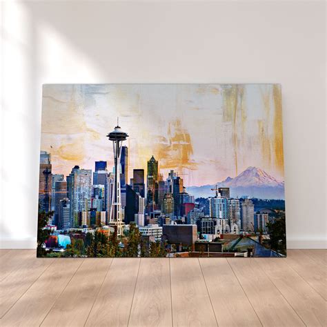 Abstract Seattle Skyline Canvas Set – Legendary Wall Art