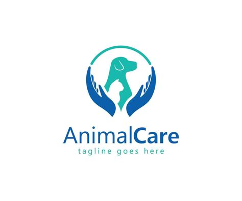 Animal Cuidado Logotipo Com Cachorro Gato E Mão Símbolos 22130044