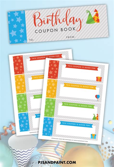 Birthday Coupon Book - Free Printable Gift - Pjs and Paint