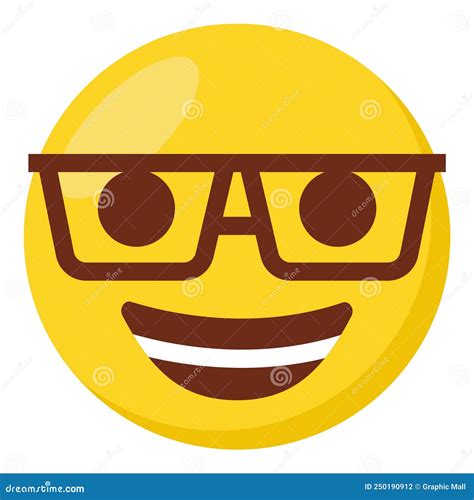 Nerd Face Emoji Clever Emoticon With Glasses Geek Or Student Vector