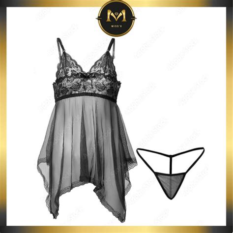 Jual Lingerie Transparan Wanita Seksi Bahan Renda V Neck Import Bt Biru Muda Kab