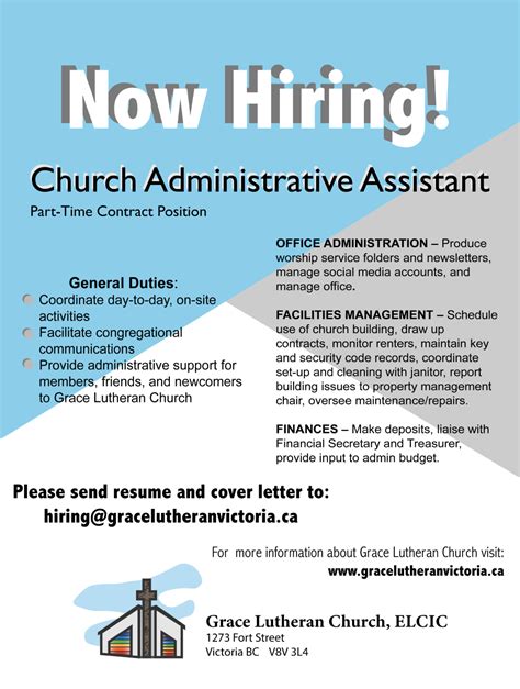 Job Posting Administrative Assistant At Grace Lutheran Church St Dunstans Anglican