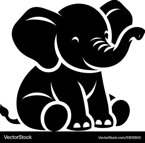 Baby elephant sitting silhouette isolated Vector Image