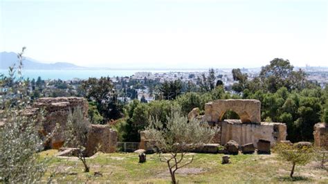 Ancient Ruins of Carthage in Tunis, with the Modern City in the ...