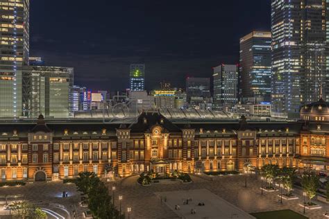 Night view of Marunouchi side of Tokyo railway station by kuremo Vectors & Illustrations Free ...