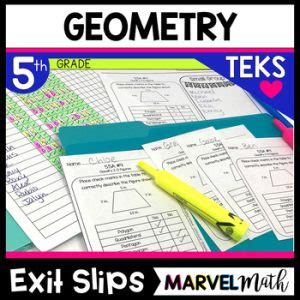 5th Grade Geometry Exit Tickets Marvel Math