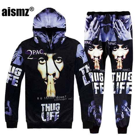 Aismz Hip Hop Men D Hooded Tracksuits Sets Printing Fashion Spring