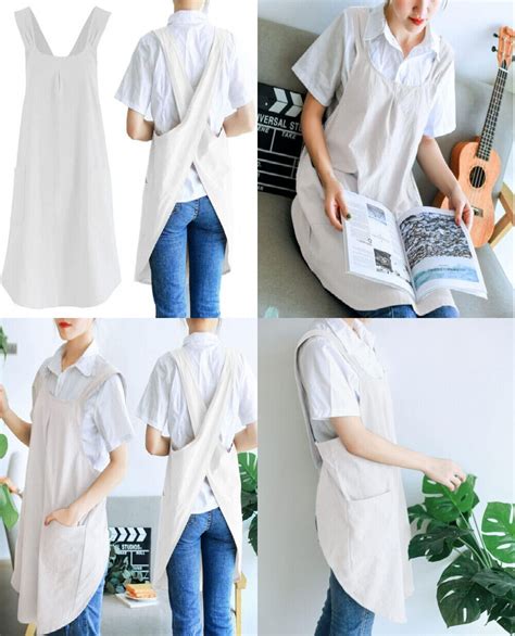 Newgem Japanese Linen Cross Back Kitchen Cooking Aprons For Men Womens