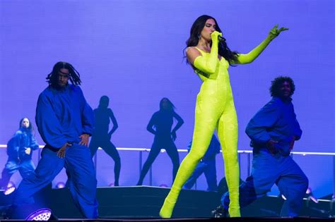 Dua Lipa Wears Neon Green Lace Balenciaga Catsuit For Tour Popsugar