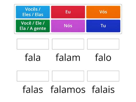 Conjugar O Verbo Falar No Presente - Vamos conjugar o verbo falar no presente do indicativo! - Match up