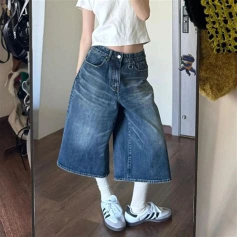 Lizakosht Baggy Y K Jorts Vintage Loose Knee Length Shorts Jeans