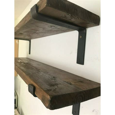 Rustic Reclaimed Scaffold Board Shelf Length 30cm Colour Dark Oak