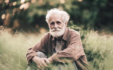 Premium Ai Image Sad Old Man Sitting Lost In The Garden The Concept