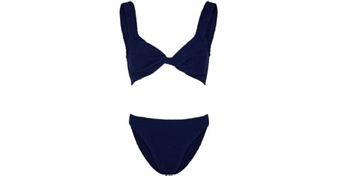 Hunza G Juno Seersucker Bikini In Blue Lyst