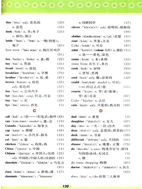 仁爱版初中英语七年级上册单词