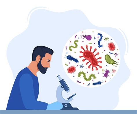 Homme Scientifique Chercheur En Microbiologie Au Microscope Le