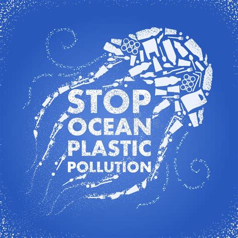 Stop Ocean Plastic Pollution Ecological Poster Stock Vector