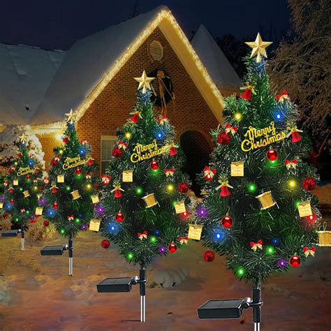 Pcs Pre Lit Outdoor Solar Christmas Tree Light Solar Powered Prelit