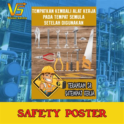 Jual Poster Safety K3 5r Peralatan Kerja A4 21x30 Cm Kab