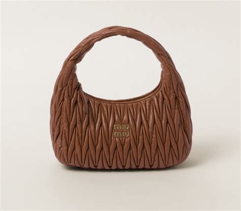 Miu Miu Wander Hobo Bag In Cognac Matelass Nappa Leather Ufo No More