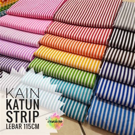 Kain Katun Reactive Motif Garis Salur Strip Stripes Lebar 115cm