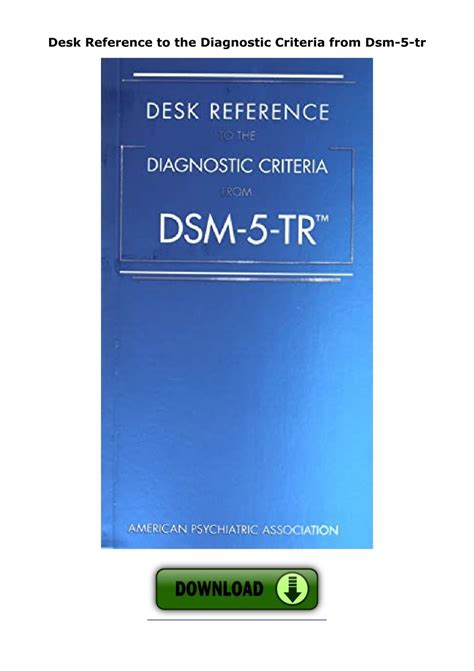 Pdf Book Desk Reference To The Diagnostic Criteria From Dsm Tr