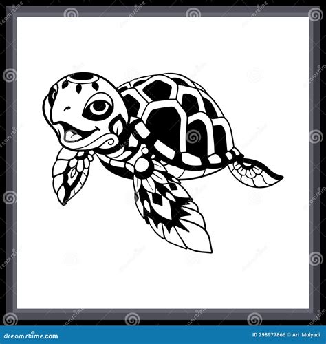 Cute Sea Turtle Tribal Tattoo Mandala Arts Stock Illustration