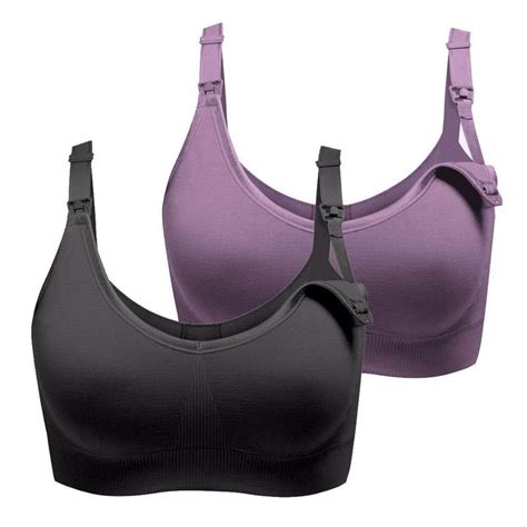 Ultra-Soft Nursing Bra - Unicoo - Value Pack of 2 Bras - Black & Purple ...