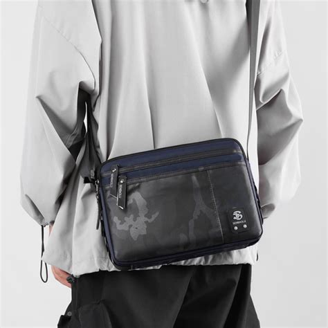 Mens Bag Large Capacity Crossbody Bag Horizontal Style Casual Nylon Oxford Cloth Shoulder Bag