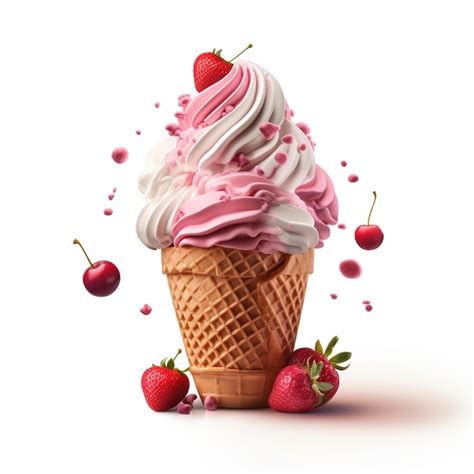 Premium AI Image Large Ice Cream Cone With A Cherry On Top