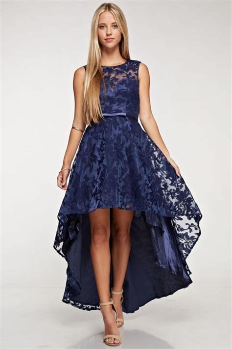 Beautiful Lace Hi Low Bridesmaid Dress Featuring Asymmetrical Hemline