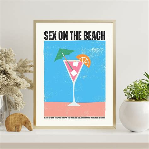 Cocktail Print Sex On The Beach Printable Wall Art Bar Cart Wall Art Cocktail Poster Bar