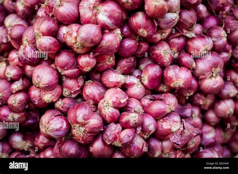 Fresh Red Shallots Traditional Thai Market Stock Photo Alamy