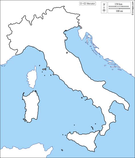 A Blank Map Of Italy United States Map